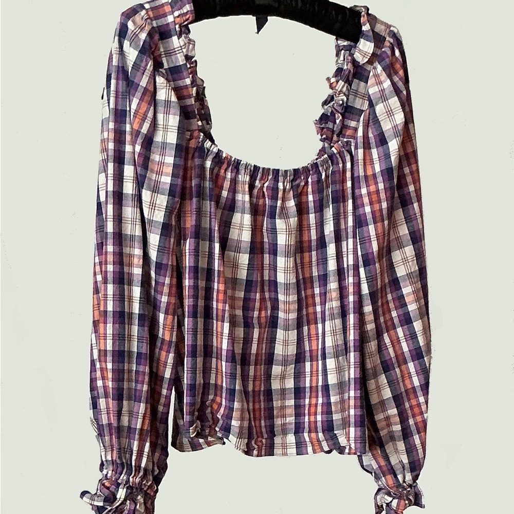 Plaid Ruffle Women's Top